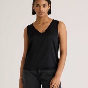 Quince Washable Stretch Silk Tank Black Large